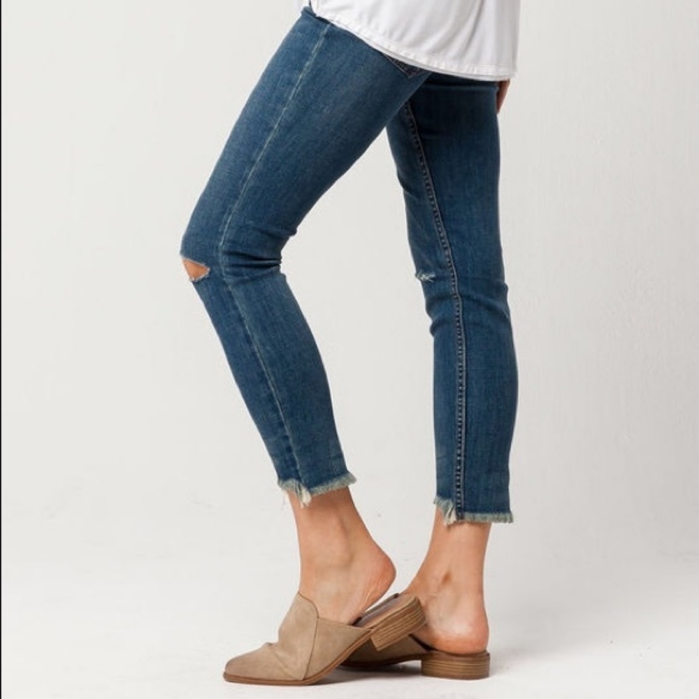 Free People Frayed Hem Skinny Jeans